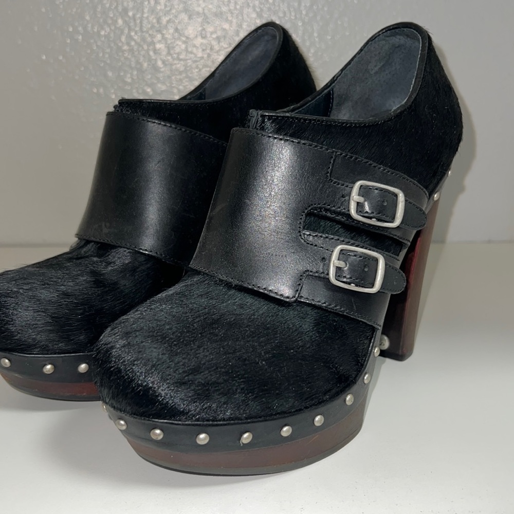 Ugg Australia Illana Black Calf Hair Platform Booties